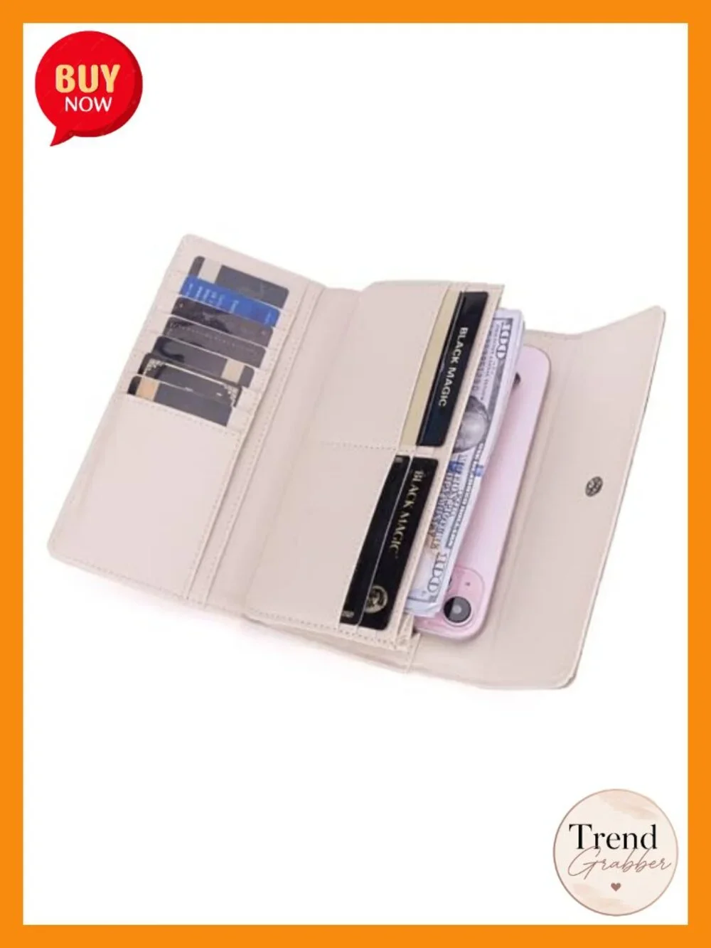 RFID Blocking Tri-Fold Wristlet Wallet with Coin Pocket 13 Card Slots